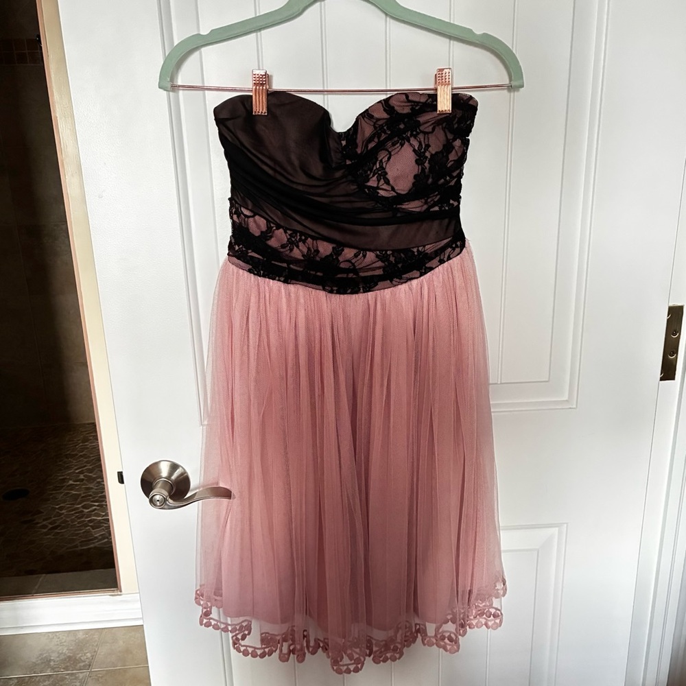 Elegant custom Black and Pink Strapless Dress